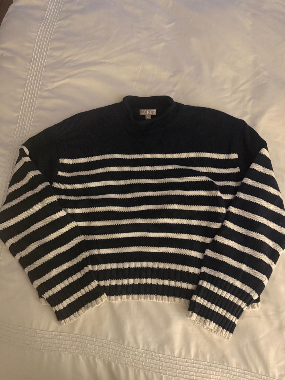J. Crew Women’s Navy & White Striped Crewneck Sweater